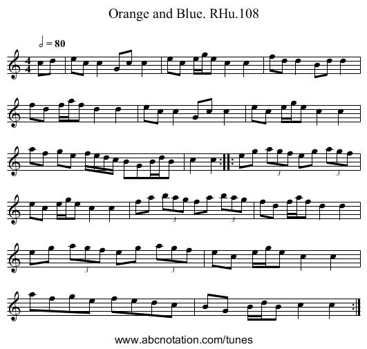 Orange and Blue. RHu.108 - staff notation