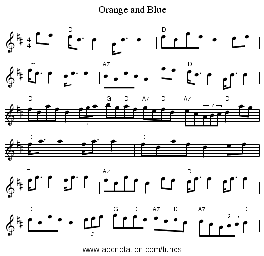 Orange and Blue - staff notation