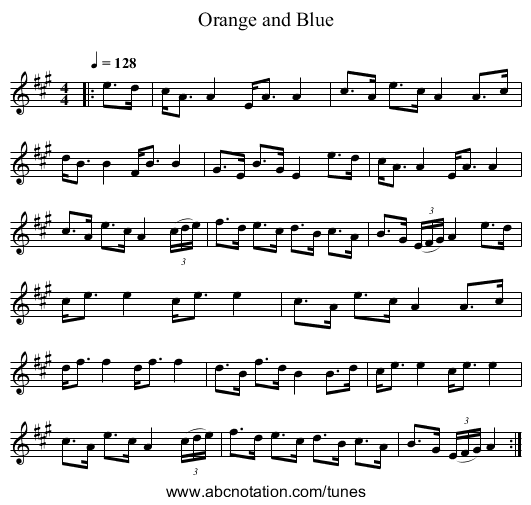 Orange and Blue - staff notation