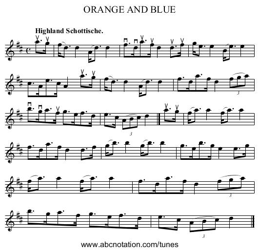 ORANGE AND BLUE - staff notation