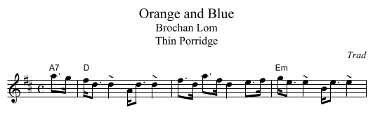 Orange and Blue - staff notation