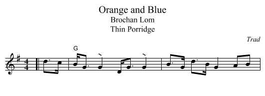 Orange and Blue - staff notation