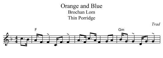 Orange and Blue - staff notation