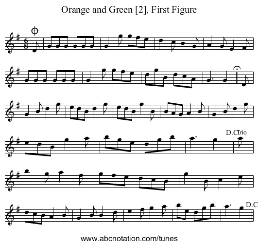 Orange and Green [2], First Figure - staff notation