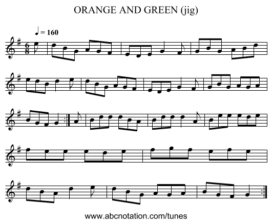 ORANGE AND GREEN (jig) - staff notation