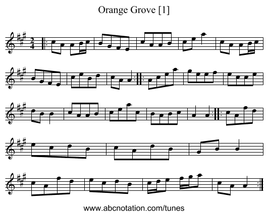Orange Grove [1] - staff notation