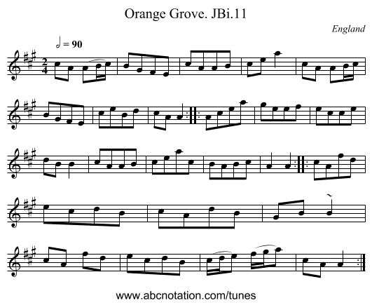 Orange Grove. JBi.11 - staff notation
