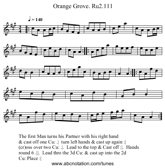 Orange Grove. Ru2.111 - staff notation