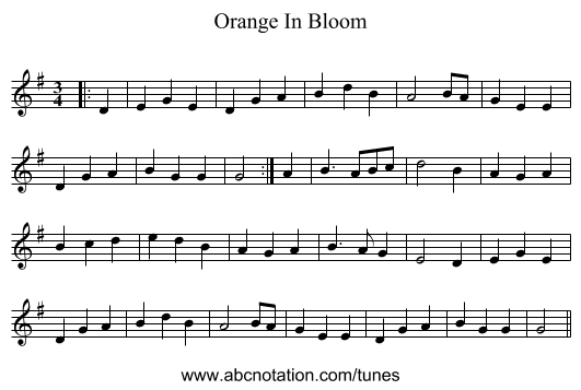 Orange In Bloom - staff notation