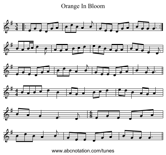 Orange In Bloom - staff notation