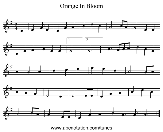 Orange In Bloom - staff notation