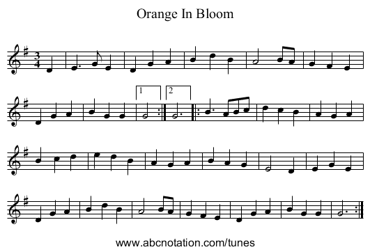 Orange In Bloom - staff notation