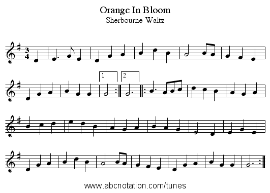 Orange In Bloom - staff notation