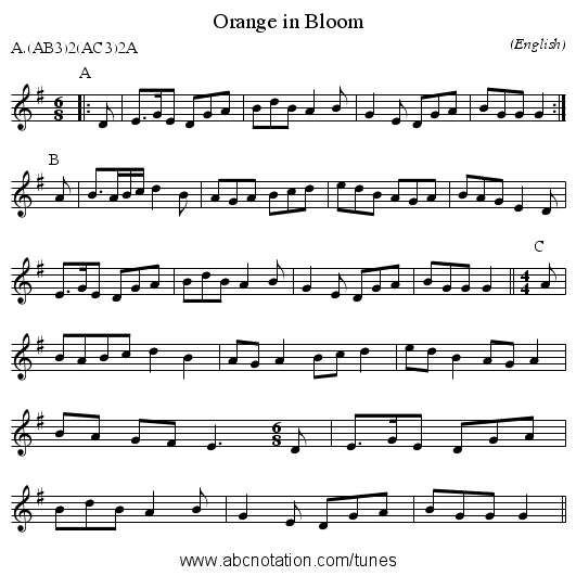 Orange in Bloom - staff notation