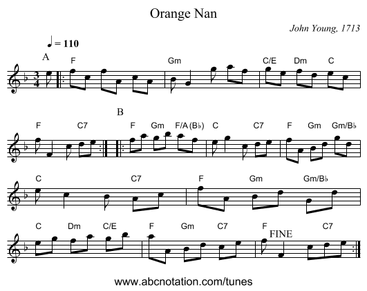 Orange Nan - staff notation