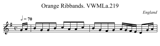 Orange Ribbands. VWMLa.219 - staff notation
