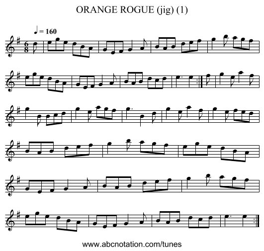 ORANGE ROGUE (jig) (1) - staff notation