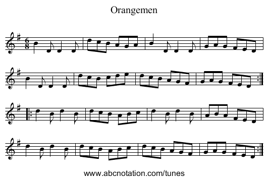 Orangemen - staff notation