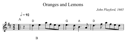 Oranges and Lemons - staff notation