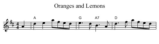 Oranges and Lemons - staff notation