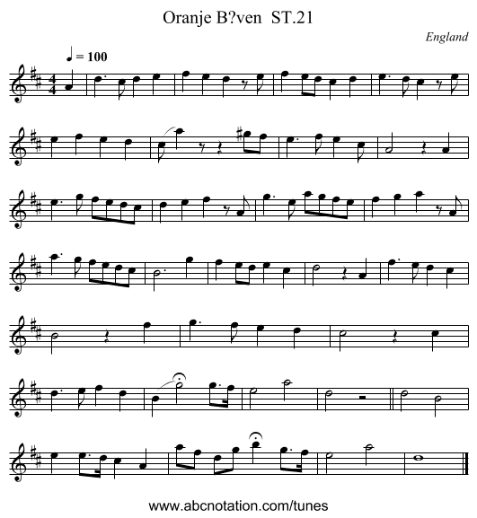 Oranje B?ven ST.21 - staff notation