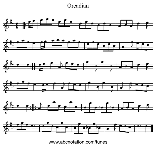 Orcadian - staff notation