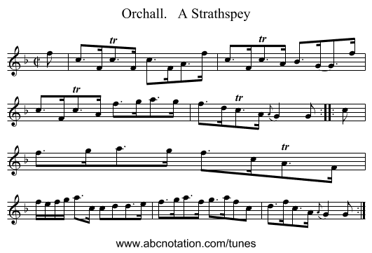 Orchall.   A Strathspey - staff notation