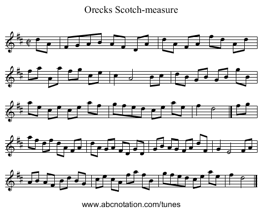 Orecks Scotch-measure - staff notation