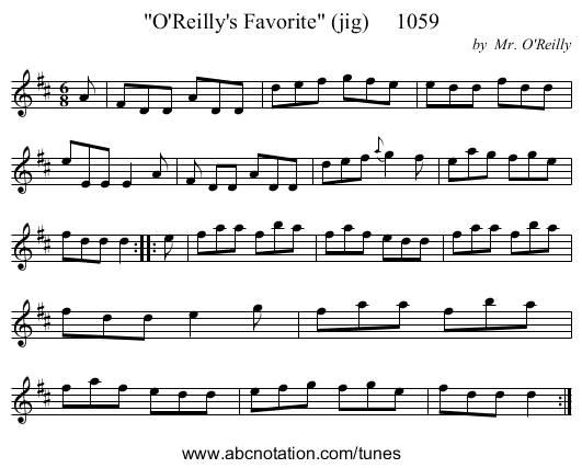 O'Reilly's Favorite (jig) 1059 - staff notation