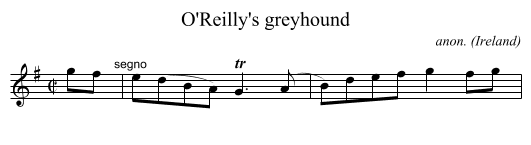 O'Reilly's greyhound - staff notation