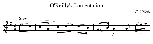 O'Reilly's Lamentation - staff notation