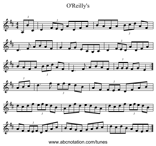 O'Reilly's - staff notation