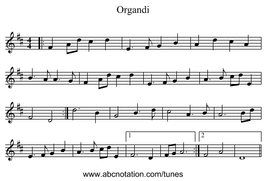 Organdi - staff notation