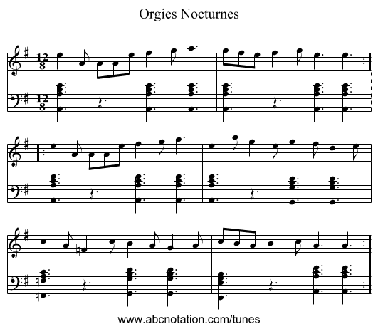 Orgies Nocturnes - staff notation