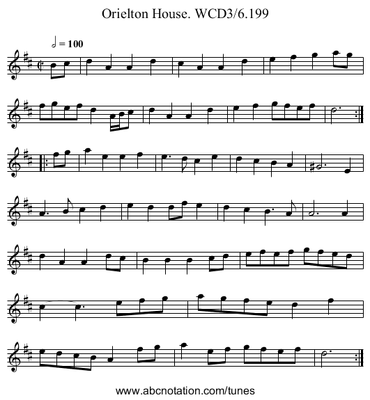 Orielton House. WCD3/6.199 - staff notation