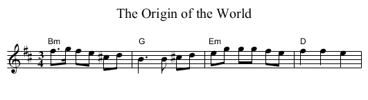Origin of the World, The - staff notation