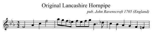 Original Lancashire Hornpipe - staff notation