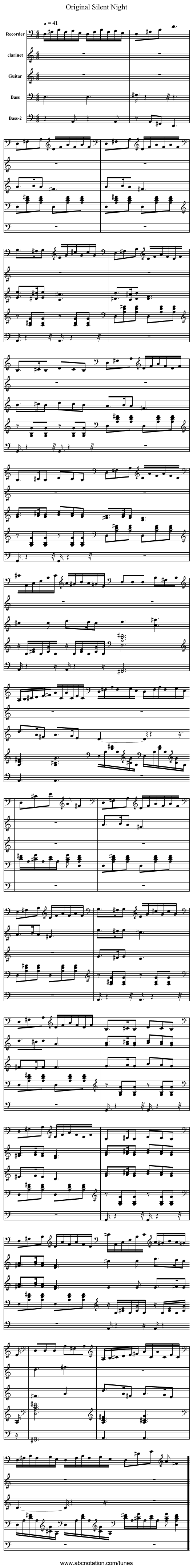 Original Silent Night - staff notation