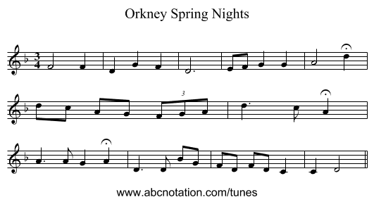 Orkney Spring Nights - staff notation