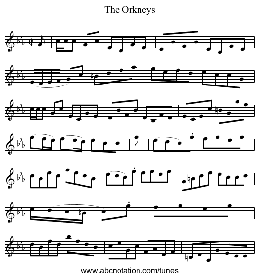 Orkneys, The - staff notation