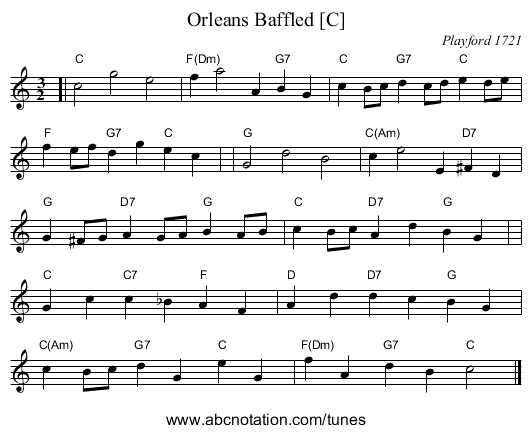 Orleans Baffled [C] - staff notation
