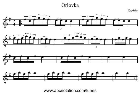 Orlovka - staff notation