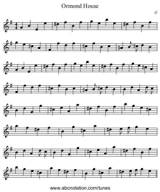 Ormond House - staff notation