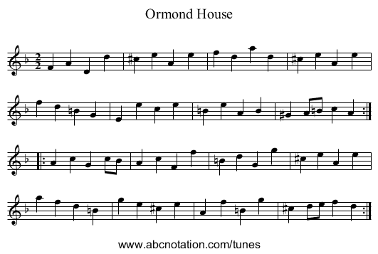 Ormond House - staff notation
