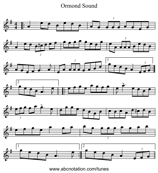 Ormond Sound - staff notation