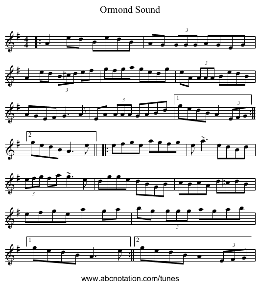 Ormond Sound - staff notation