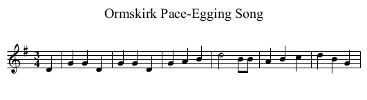 Ormskirk Pace-Egging Song - staff notation