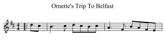 Ornette's Trip To Belfast - staff notation