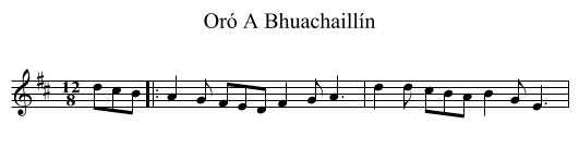 Oró A Bhuachaillín - staff notation