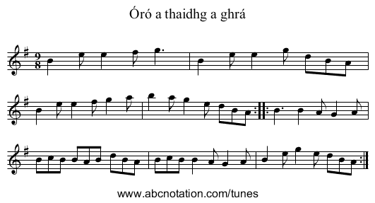 Óró a thaidhg a ghrá - staff notation